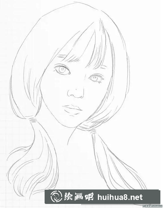 素描畫雙馬尾女孩