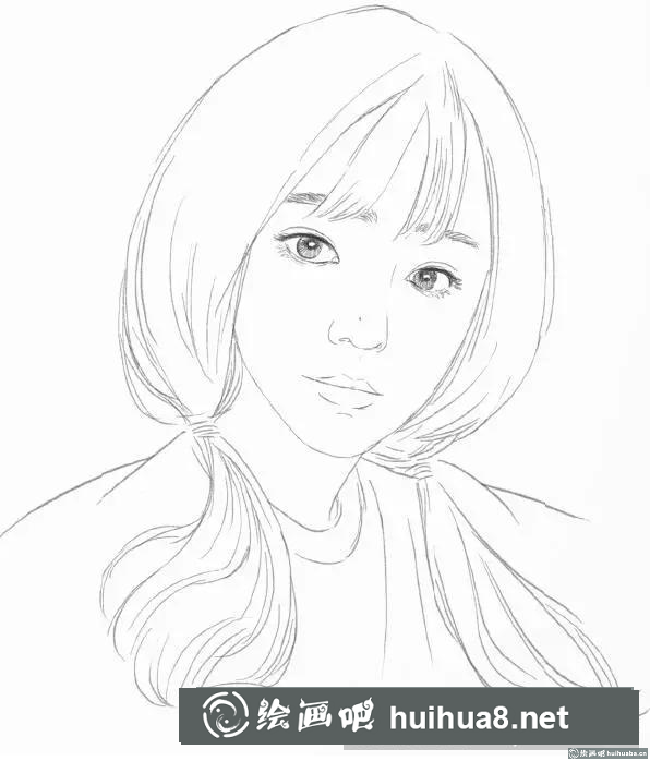 素描畫雙馬尾女孩