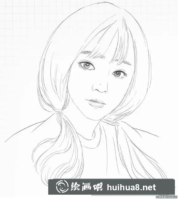素描畫雙馬尾女孩