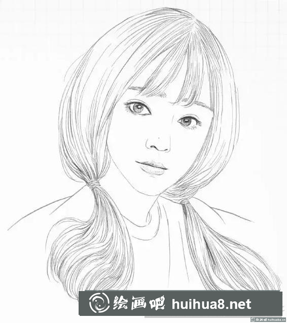 素描畫雙馬尾女孩