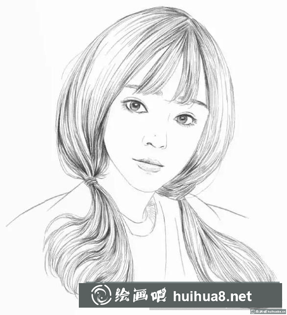 素描畫雙馬尾女孩