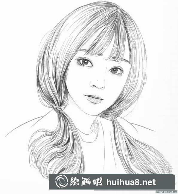 素描畫雙馬尾女孩