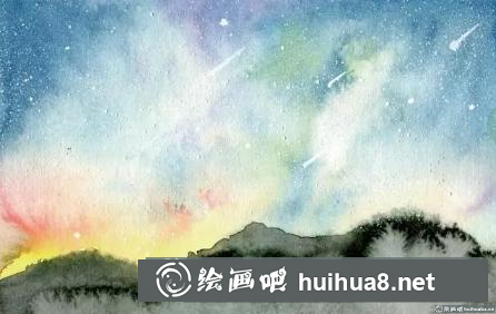 濕畫法星空水彩畫