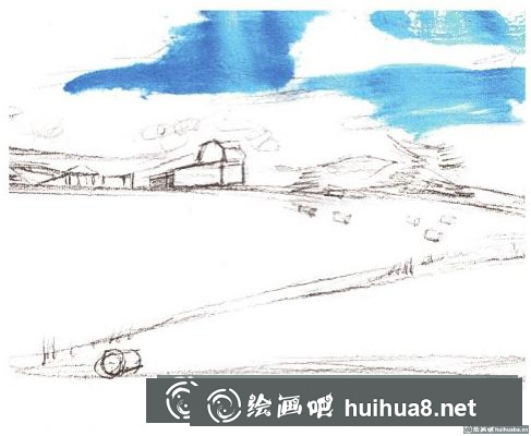 水粉畫草原
