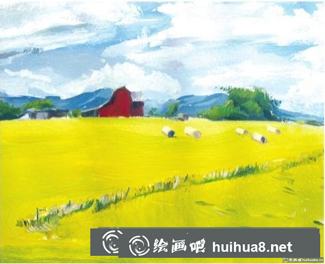 水粉畫草原