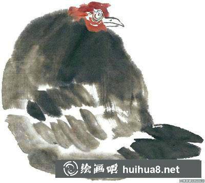 國畫母雞繪制步驟二