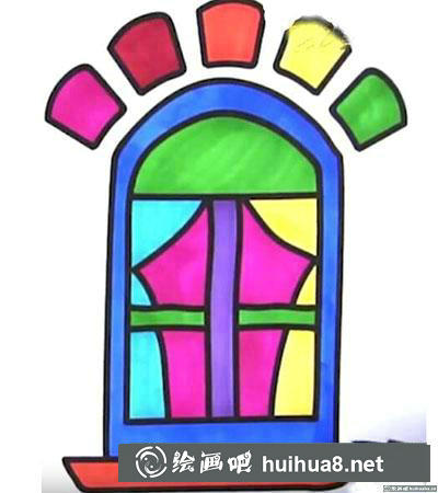 兒童畫窗戶繪制步驟六