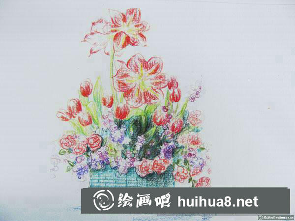 一盆薔薇花插畫