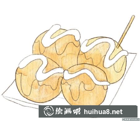 水彩畫章魚小丸子