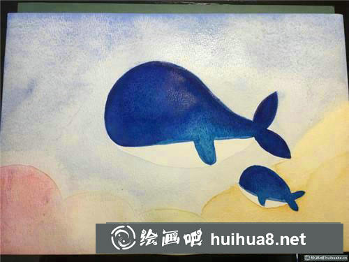 簡單海豚水彩畫