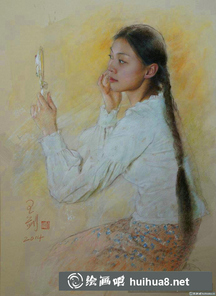 王劍人物色粉畫