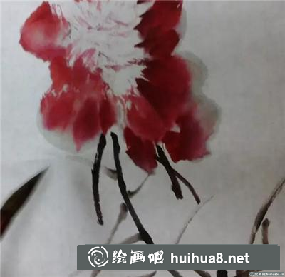 紅牡丹的寫意畫法