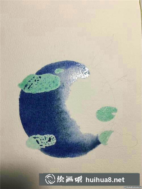 荷塘魚(yú)水彩畫(huà)
