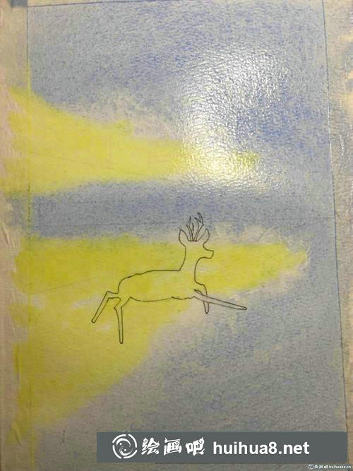 迷途鹿水彩畫