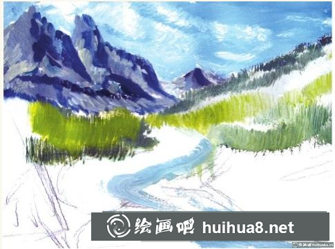 水粉畫(huà)山間樹(shù)林 水粉畫(huà)山間樹(shù)林