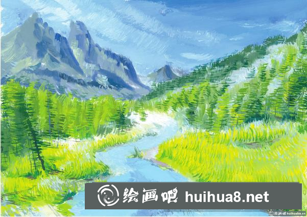 水粉畫(huà)山間樹(shù)林 水粉畫(huà)山間樹(shù)林
