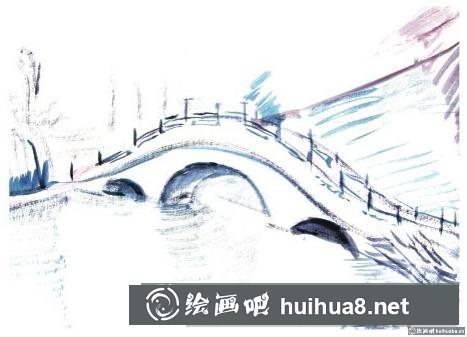 水粉畫橋