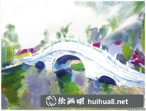 水粉畫橋