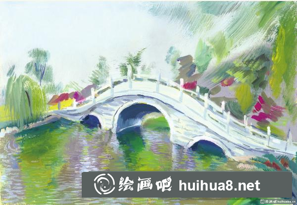 水粉畫橋