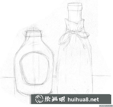 素描畫洋酒瓶