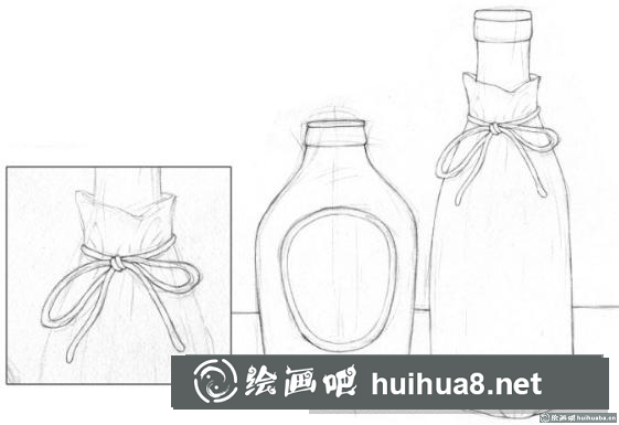 素描畫洋酒瓶