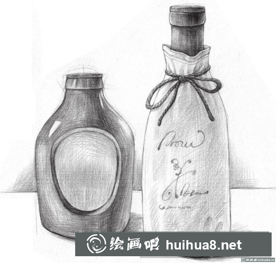 素描畫洋酒瓶