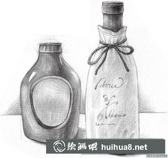素描畫洋酒瓶