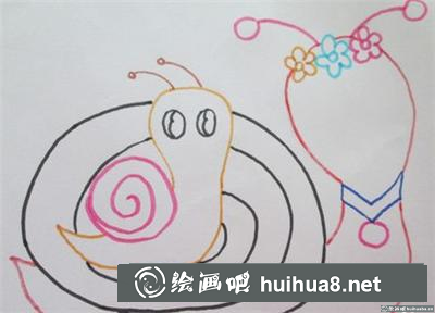 兒童畫教程：蝸牛媽媽和小蝸牛