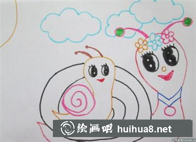 兒童畫教程：蝸牛媽媽和小蝸牛