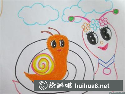 兒童畫教程：蝸牛媽媽和小蝸牛