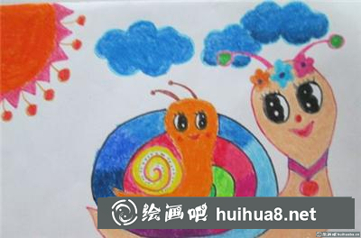 兒童畫教程：蝸牛媽媽和小蝸牛