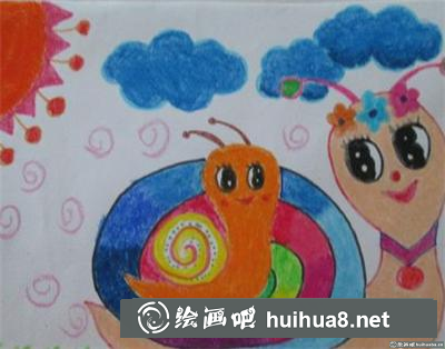 兒童畫教程：蝸牛媽媽和小蝸牛