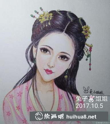 彩鉛畫古風(fēng)美女