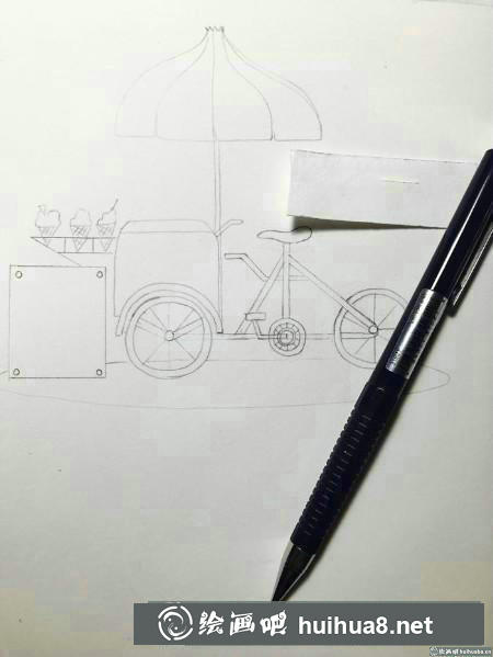 夏日冰激凌車插畫
