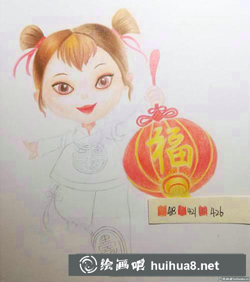 年畫娃娃彩鉛畫