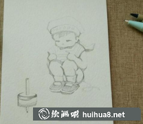 人物兒童畫(huà)：畫(huà)玩陀螺男孩教程