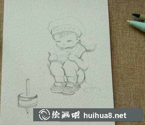 兒童畫小男孩