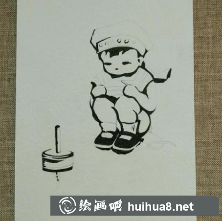 兒童畫小男孩