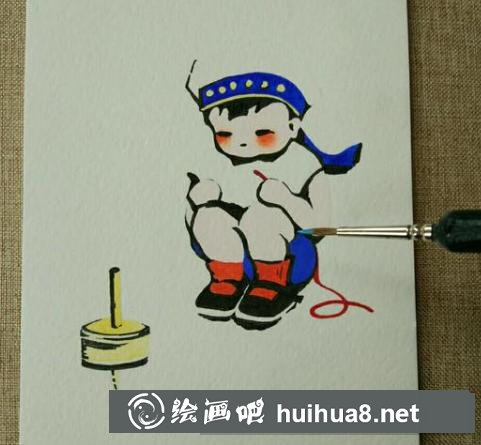 兒童畫小男孩