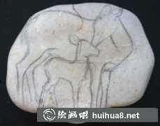 丙烯石頭畫小鹿教程