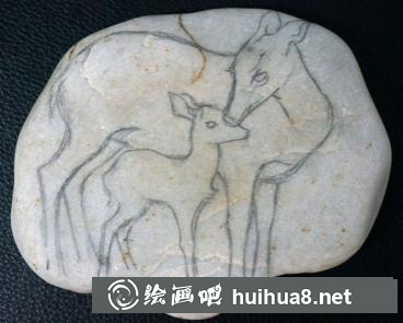 丙烯畫小鹿
