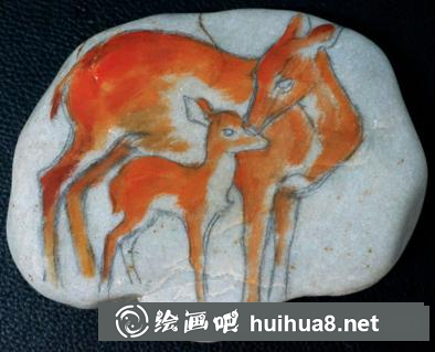 丙烯畫小鹿