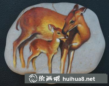 丙烯畫小鹿