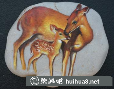 丙烯畫小鹿