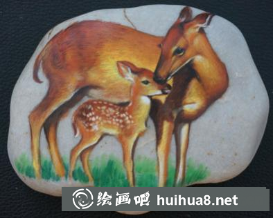 丙烯畫小鹿
