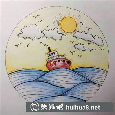 海邊日落插畫