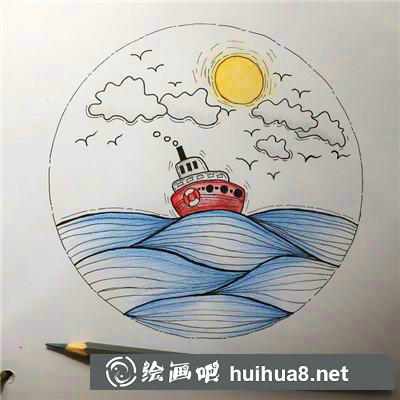 海邊日落插畫