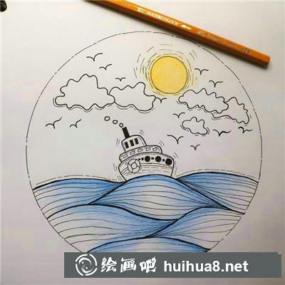 海邊日落插畫