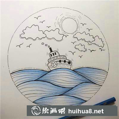 海邊日落插畫