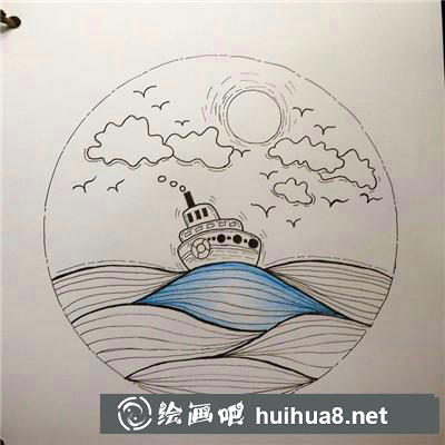 海邊日落插畫